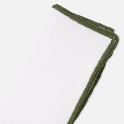 The Tie Bar White Linen With Rolled Border Olive Pocket Square