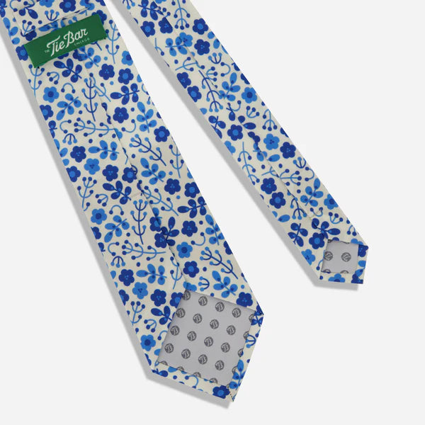 The Tie Bar Kate Lower x The Tie Bar Flower Bed Azure Blue Tie