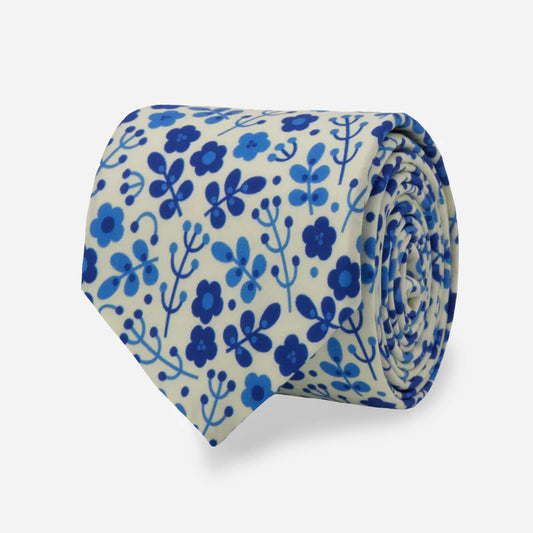 The Tie Bar Kate Lower x The Tie Bar Flower Bed Azure Blue Tie
