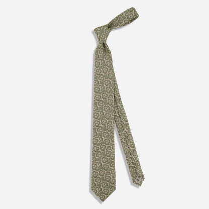 The Tie Bar Dabu Floral Sage Green Tie