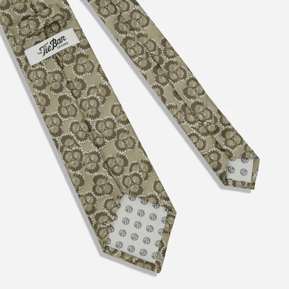 The Tie Bar Dabu Floral Sage Green Tie