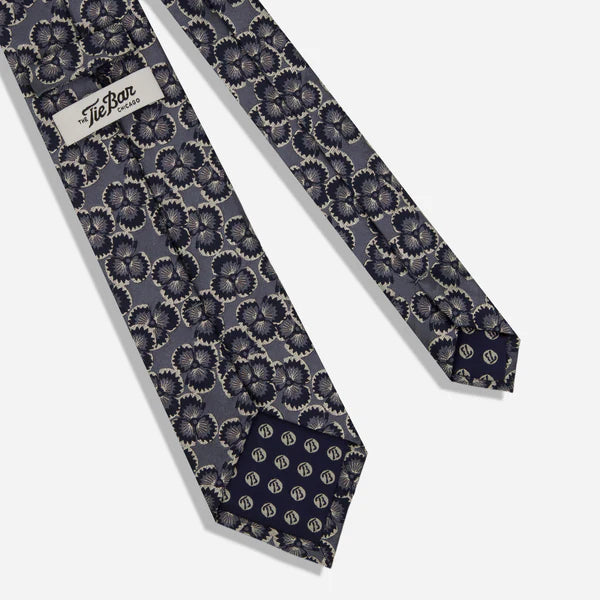 The Tie Bar Dabu Floral Deep Indigo Tie