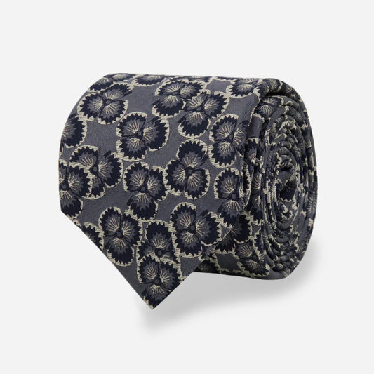 The Tie Bar Dabu Floral Deep Indigo Tie