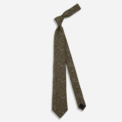 The Tie Bar Capri Floral Olive Green Tie