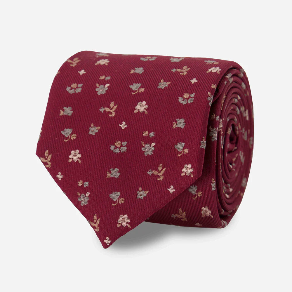 The Tie Bar Falling Florals Burgundy Tie