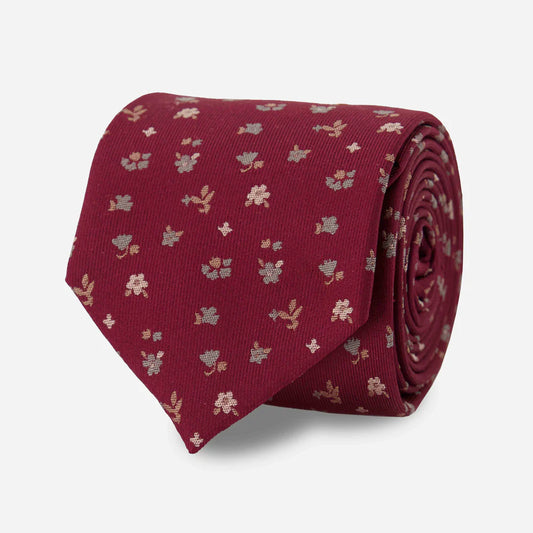 The Tie Bar Falling Florals Burgundy Tie