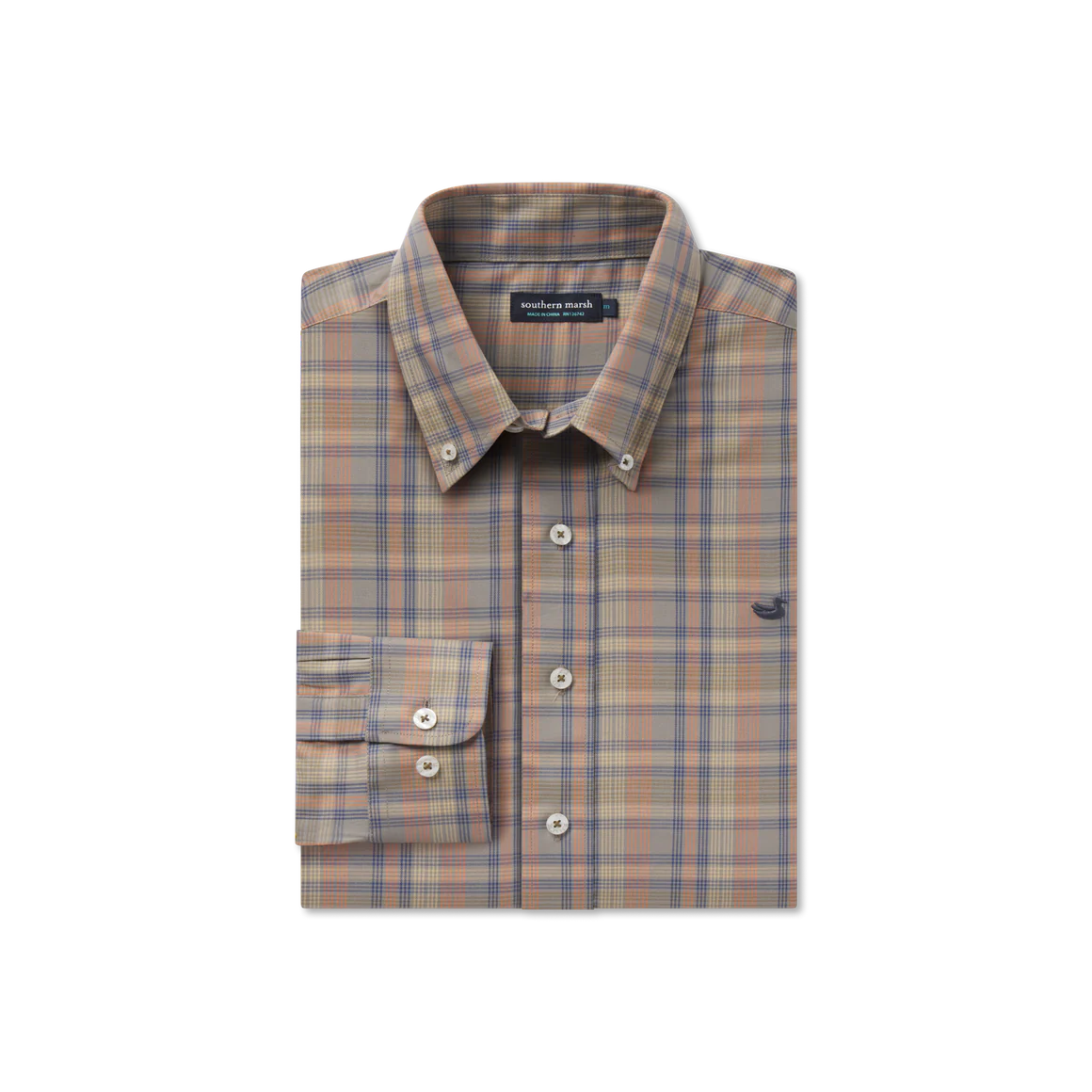 SOUTHERN MARSH BENTON GRID DRESS SHIRT- BURNT TAUPE