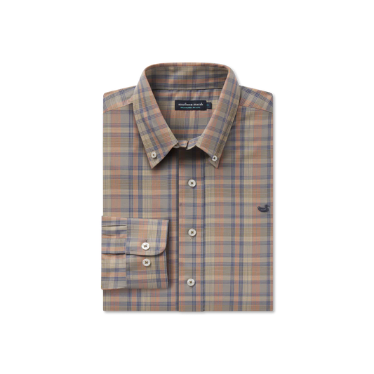 SOUTHERN MARSH BENTON GRID DRESS SHIRT- BURNT TAUPE